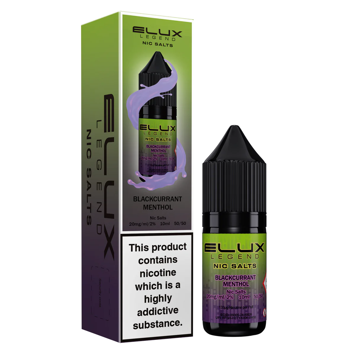 Blackcurrant Menthol Nic Salt by Elux