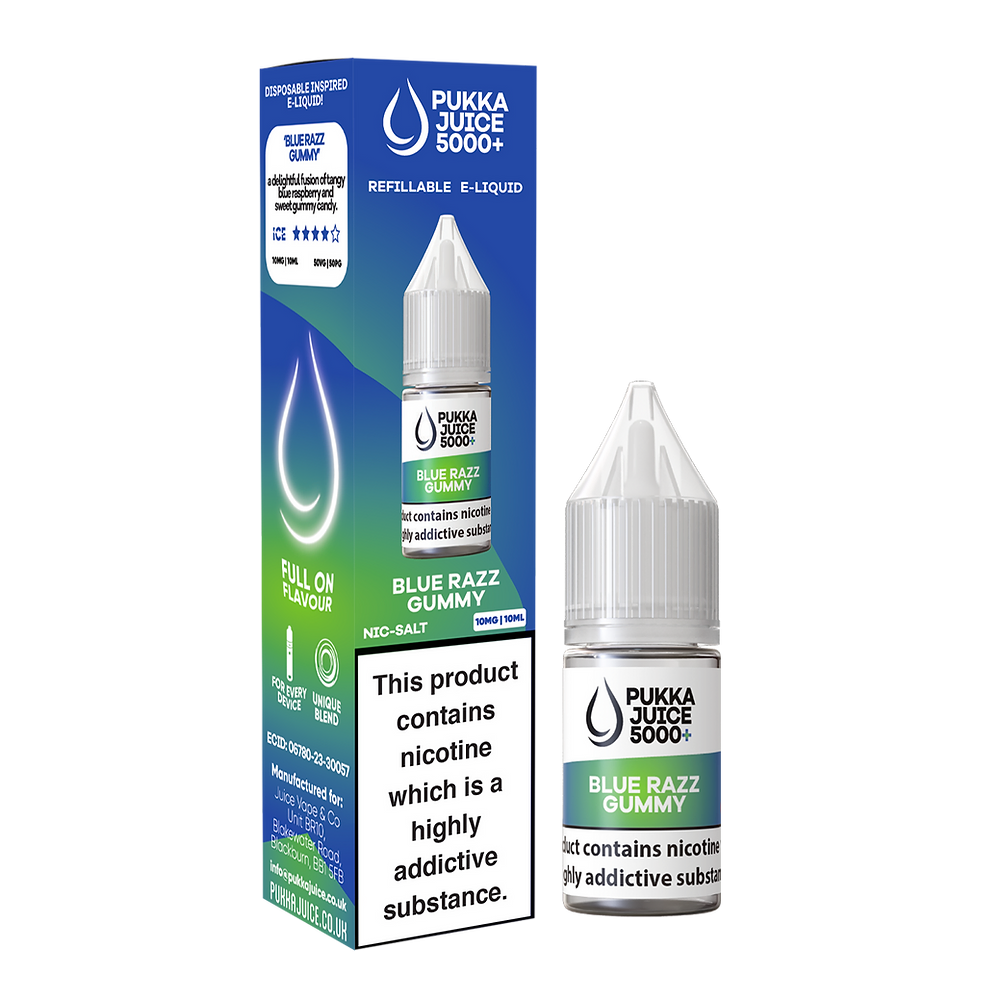 Blue Razz Gummy by Pukka Juice Nic Salt 5000+