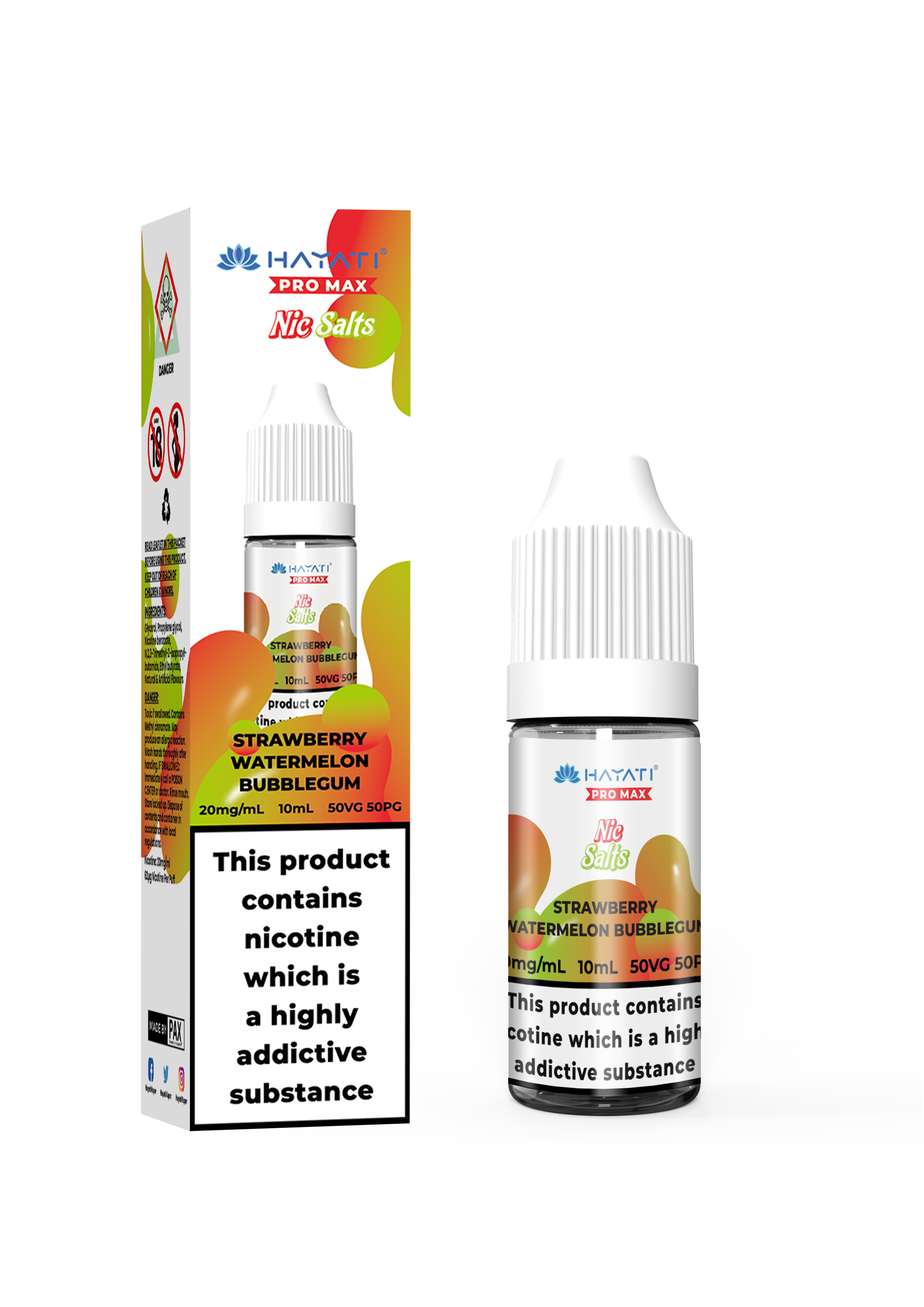 Strawberry Watermelon Bubblegum Nic Salt by Hayati Pro Max