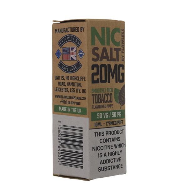 Smoothly Rich Tobacco by Flawless Nic Salts-ManchesterVapeMan